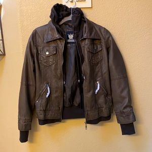 NWT Lock & Love Jacket Brown with removable hood